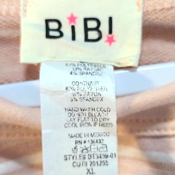 BiBi Light Pink & White Stripe Pullover Top, Puffy Short Sleeves, Size XL - Picture 7 of 7